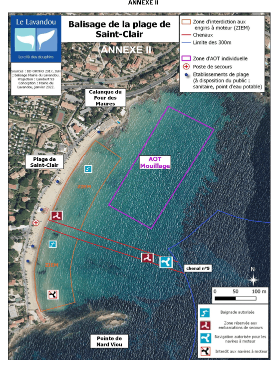 Le Lavandou A2 mouillage plage de saint clair