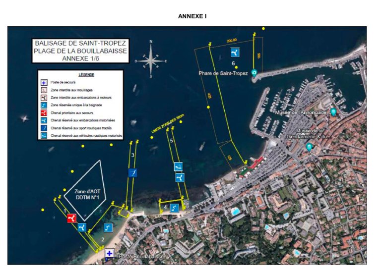 Mouillage saint Tropez A1 plage de la Bouillabaisse