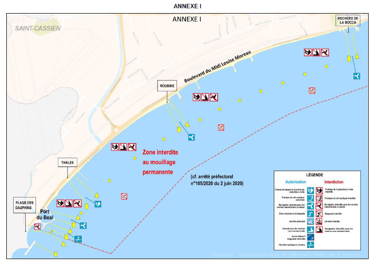 mouillages Cannes A1 moure rouge