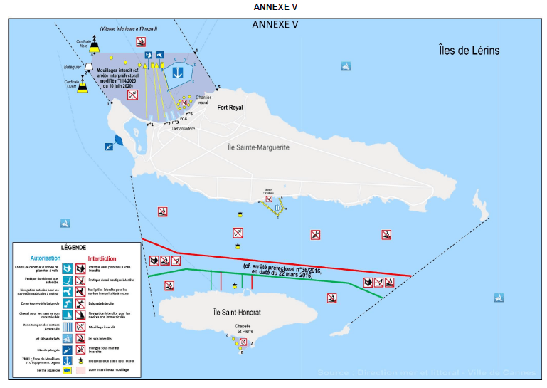 mouillages Cannes A5 iles de lerins